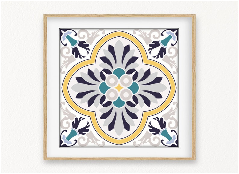 Tiles Art Tiles Print Tiles Poster Printable Tiles Blue Etsy