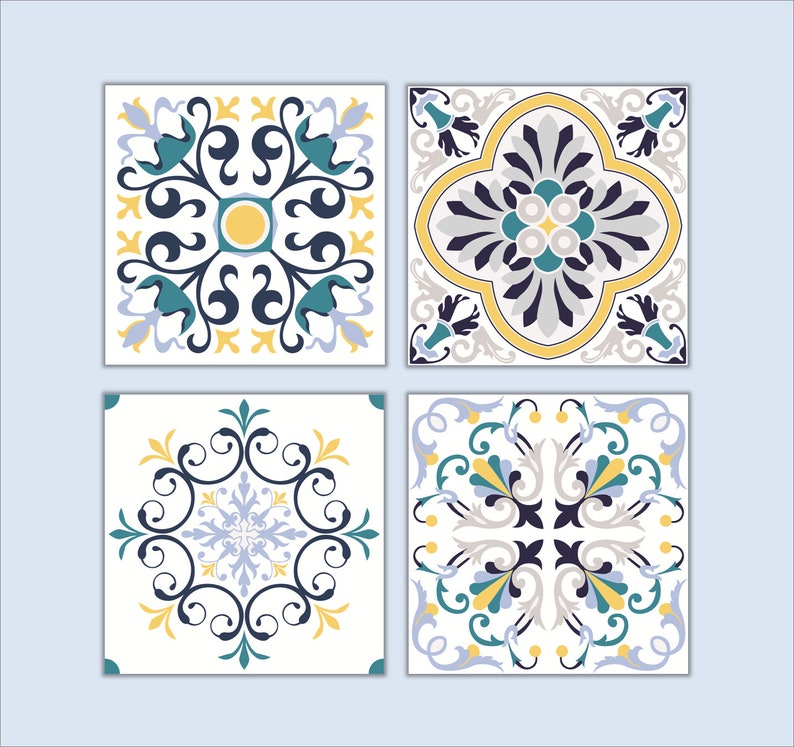 Tiles Art Tiles Print Tiles Poster Printable Tiles Blue Etsy