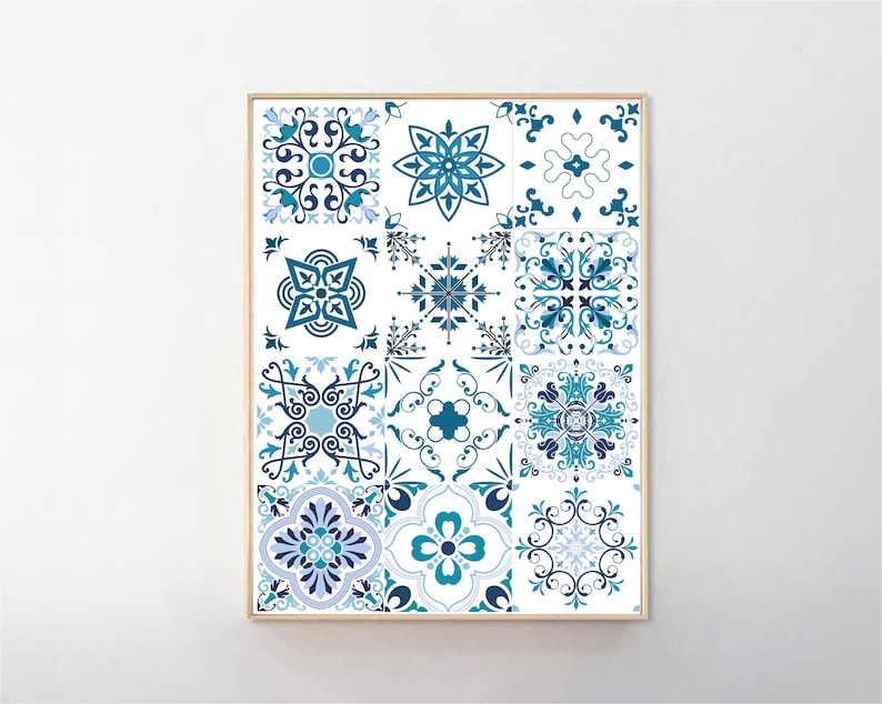 Tiles Art Tiles Print Tiles Poster Printable Tiles Blue - Etsy