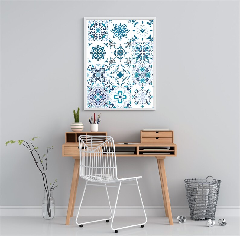 Tiles Art Tiles Print Tiles Poster Printable Tiles Blue - Etsy