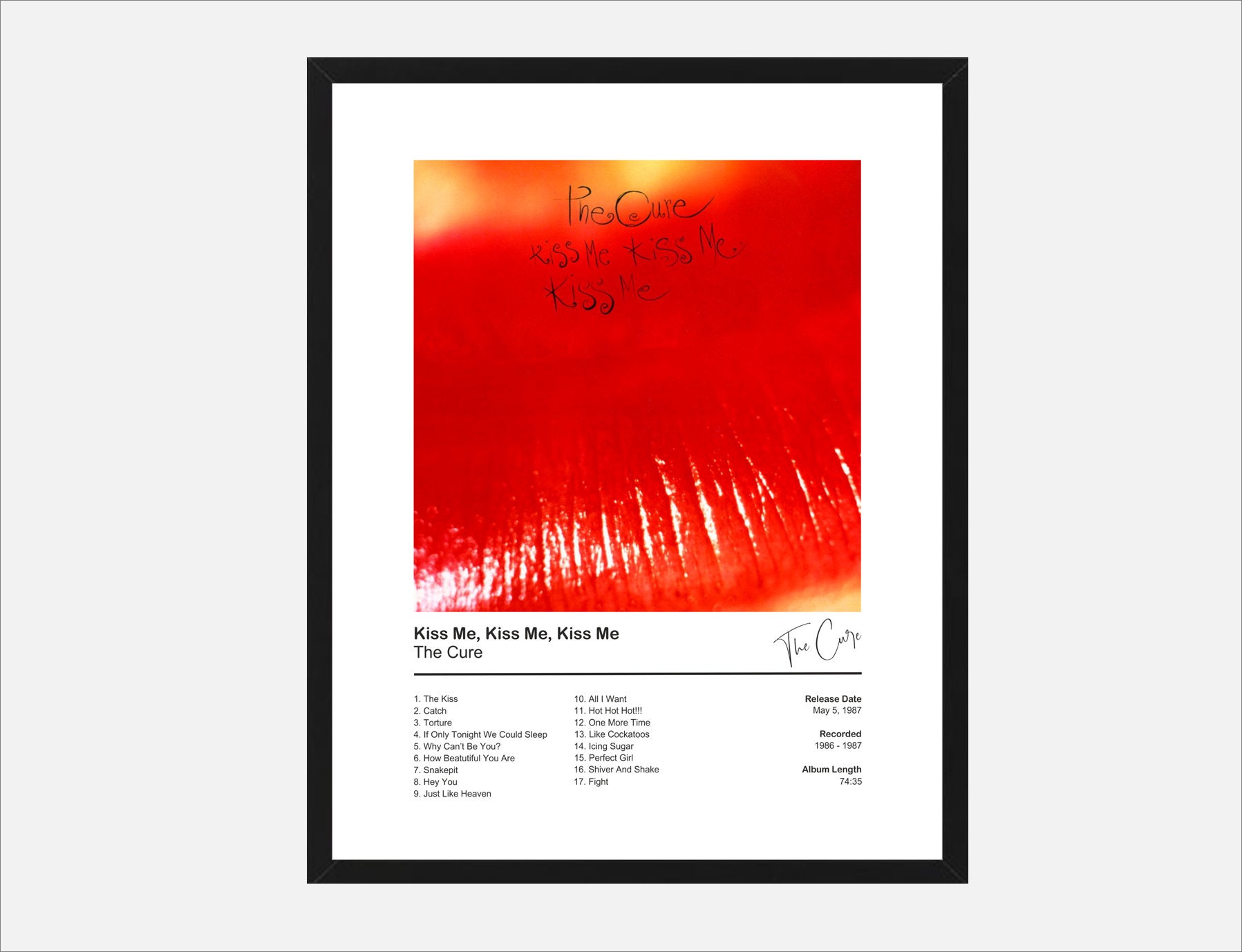 Discover The Cure poster - kiss me kiss me kiss me