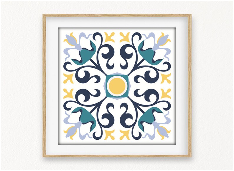 Tiles Art Tiles Print Tiles Poster Printable Tiles Blue Etsy