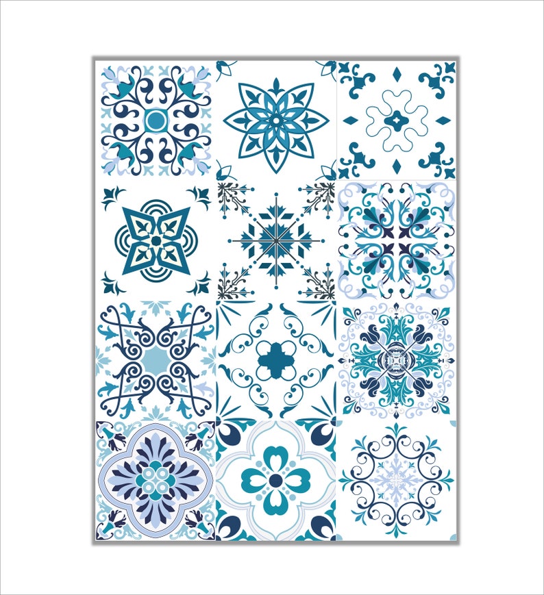 Tiles Art Tiles Print Tiles Poster Printable Tiles Blue Etsy