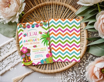 Luau Birthday Invitation, Luau Party Invitation, Luau Invitation, Hawaiian Birthday Invitation, Hawaiian Invitation,Editable Luau Invitation