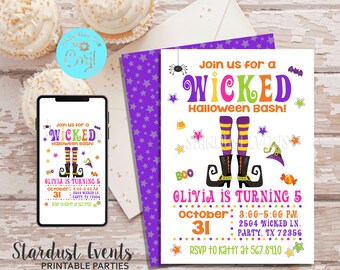 Halloween Invitation, Wicked Invitation, Wicked Halloween Birthday Invitation, Witch Invitation, Witch Halloween Invitation, Witch Party