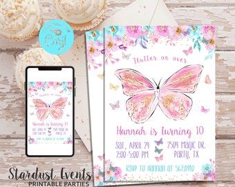 Butterfly Birthday Invitation, Editable Butterfly Invitation, Butterfly Birthday Invite, Butterfly Party