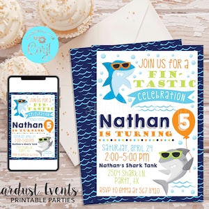 Editable Shark Birthday Invitation, Shark Pool Party Invitation, Shark birthday, Shark Party, Printable Invitation, Chalkboard Invitation