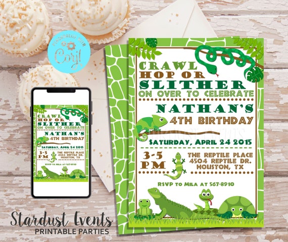 Reptile Invitation, Reptile Birthday Invitation, Lizard Snake Turtle Invitation, Editable Reptile Invitation, Reptile Party, Zoo Party