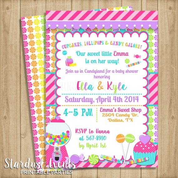 candyland baby shower invitations