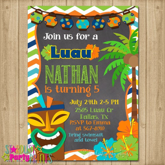 luau birthday invitation luau boy party invitation luau boy invitation hawaiian birthday invitation hawaiian boy invitation boys party invitation
