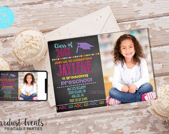 Editable Kinder Graduation Invitation, Preschool Graduation Invitation, Preschool Graduation, Graduation Invitation, Kinder Invitation Girl