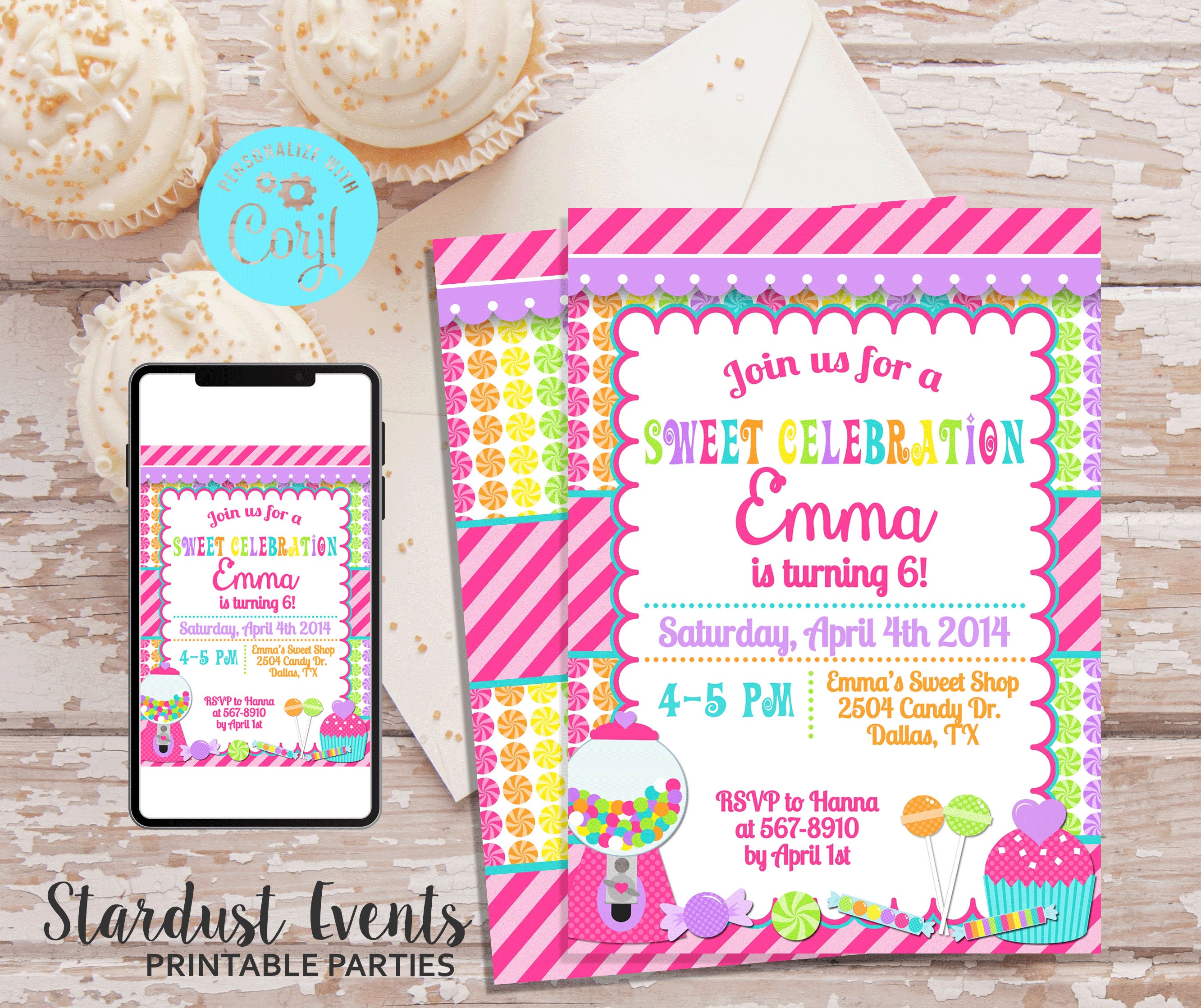 Editable Candy Birthday Invitation Editable Candy Land | Etsy