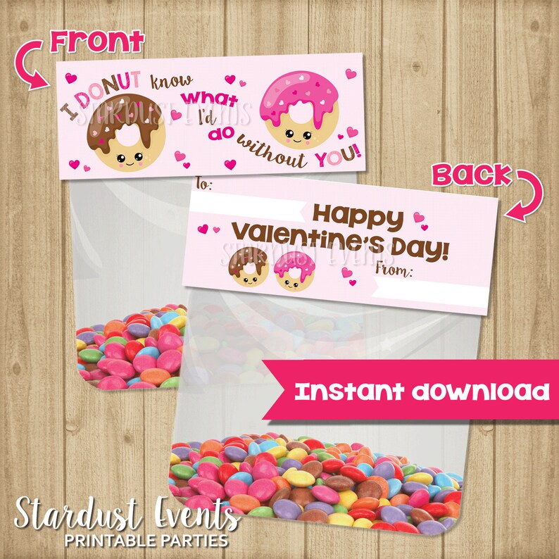 Treat Bag Toppers Donut Treat Bag Toppers Valentines Treat Bag Toppers
