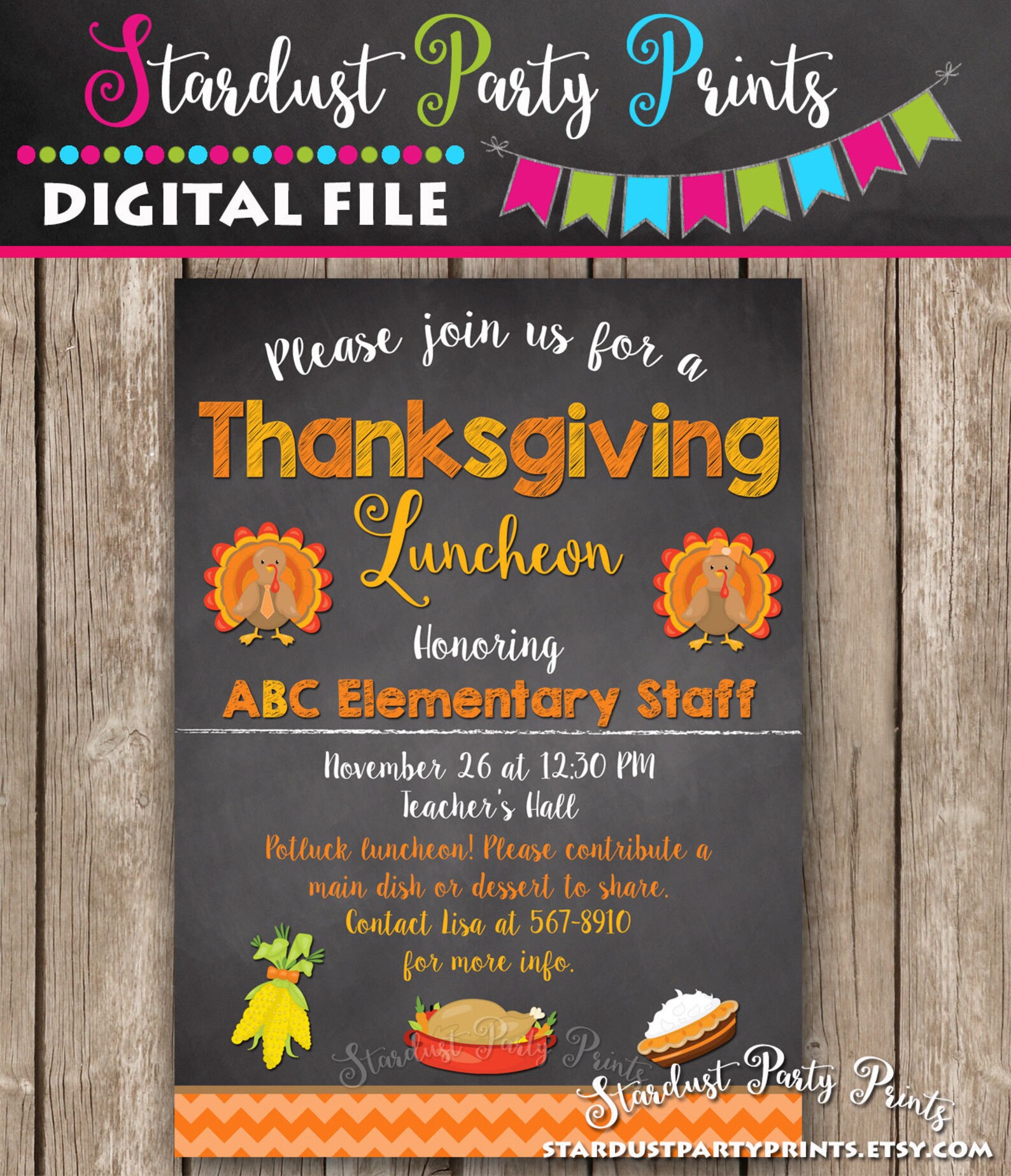 Thanksgiving Invitation Thanksgiving Luncheon Invitation | Etsy