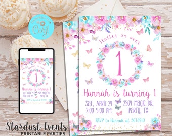 Butterfly Birthday Invitation, Editable Butterfly Invitation, Butterfly Birthday Invite, Butterfly Party