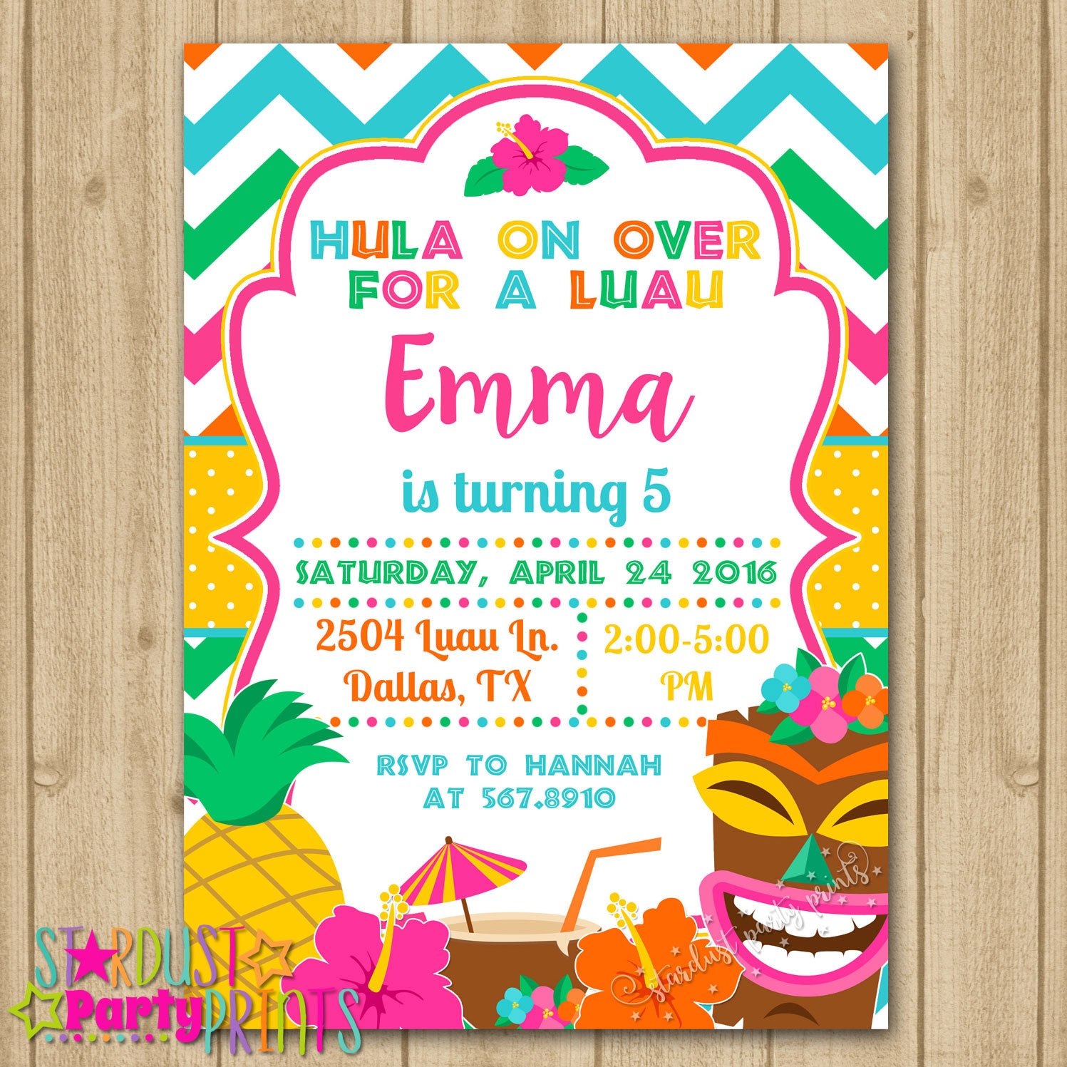 Luau Birthday Invitation Luau Party Invitation Luau Etsy