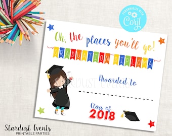 Diploma de Graduación de Kinder, Diploma de Graduación preescolar, Certificado de preescolar editable, Certificado de Kinder