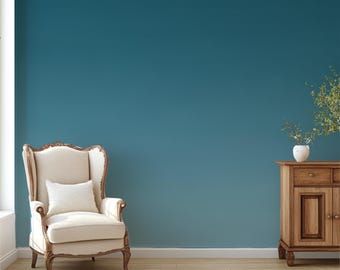 Teal Ombre Gradient Wallpaper Mural | Soft Minimalist Wall Decor | Peel & Stick Nursery Bedroom Living Room Wallpaper