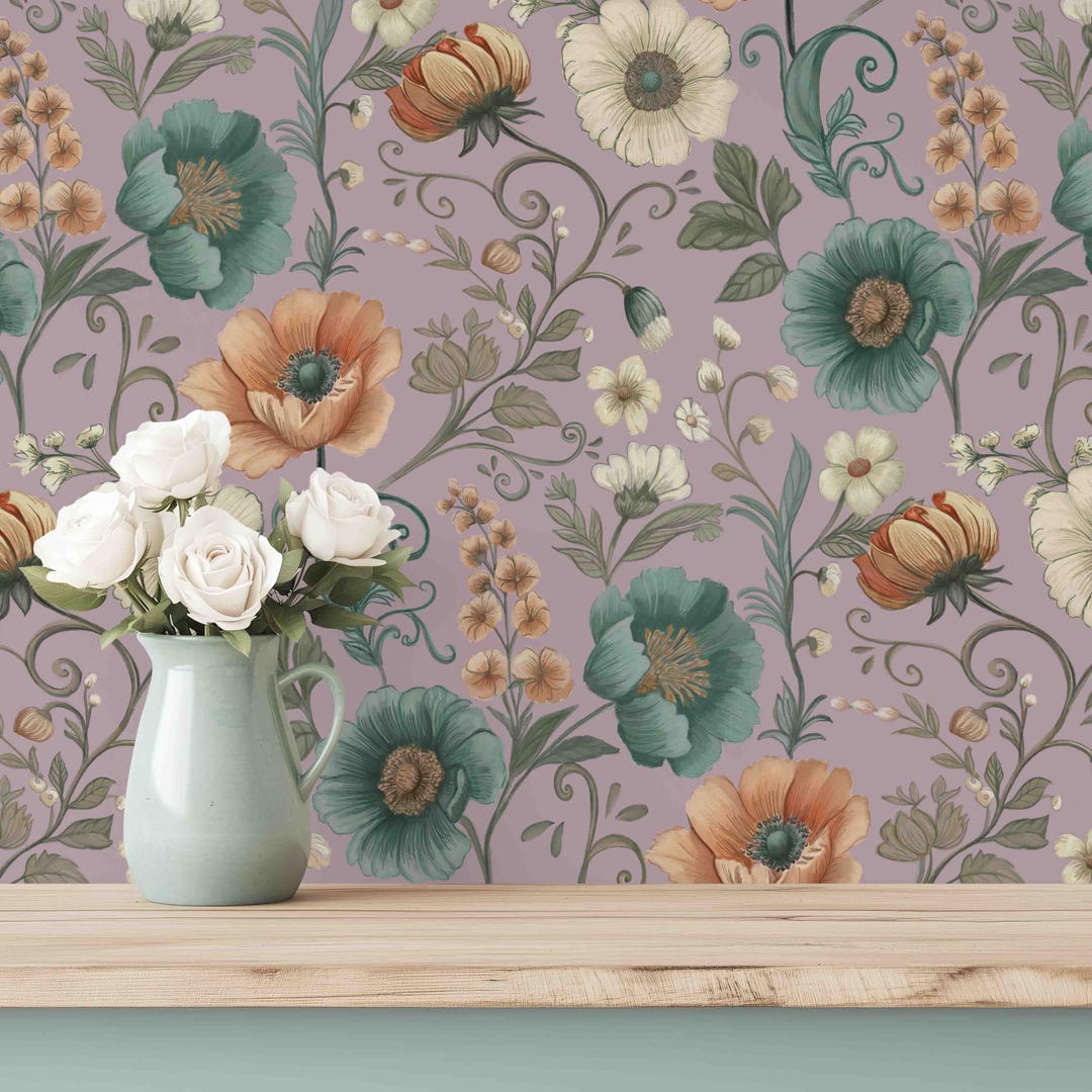 Cottagecore Wildflower Wallpaper | Peel and Stick | Vintage Floral Wall ...