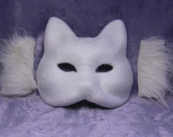 Hand-made Felted  Cat Therian Mask Cat Mask Quadrobics Mask Cardboard mask Base