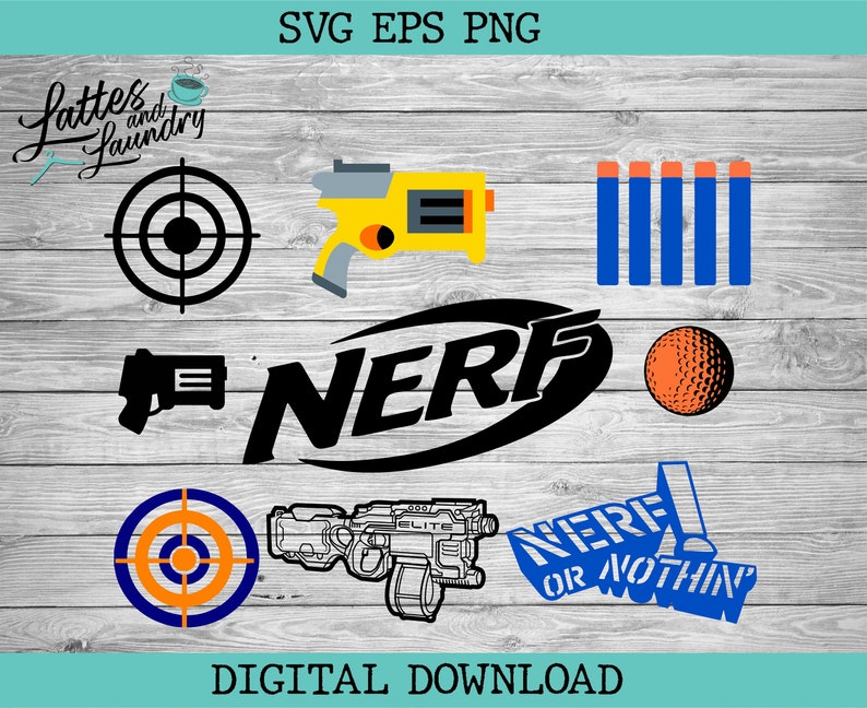 Download Nerf Gun Bundle Pack Birthday Party Event Digital File SVG ...