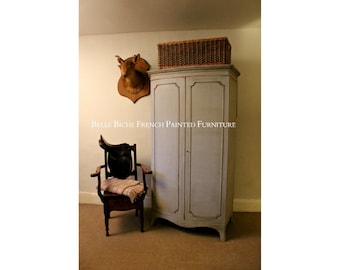 Gustavian For Handsome Gustavian Grey Hand Painted Antique Bow Fronted Armoire
