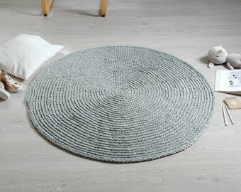 Crochet Rug RUUGY / Boho Area Rug / Chunky Crochet Carpet / Scandinavian Interior Design Style - Gray