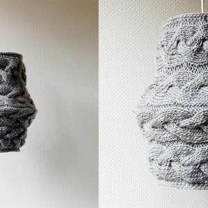 Knitted Lampshade LUUBA / Pendant Light / Unique Knitted Home Decor / Light Gray Shade MADE to ORDER image 2