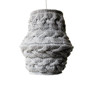 Knitted Lampshade LUUBA / Pendant Light / Unique Knitted Home Decor / Light Gray Shade MADE to ORDER image 1