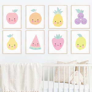 Fruits Art Print, Baby Girl Nursery, Printable Kids Decor, Fruits Nursery, Nursery Wall Art, Playroom Wall Art