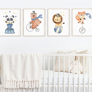 Circus Art Print, Circus Animals Nursery Decor, Baby Boy Nursery, Printable Wall Art, Circus Theme Nursery Wall Art, Le Cirque