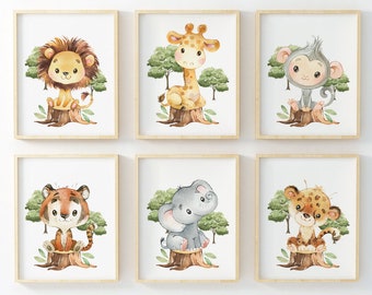 Safari Nursery Decor, Safari Animals Nursery, Gender Neutral Nursery, Safari Animal Print, Baby Animal Nursery,