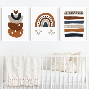 Abstract Geometric Nursery, Baby Room Print, Printable Wall Art, Mid Century Nursery, Neutral Earthy Tones, Modern Boho Nursery