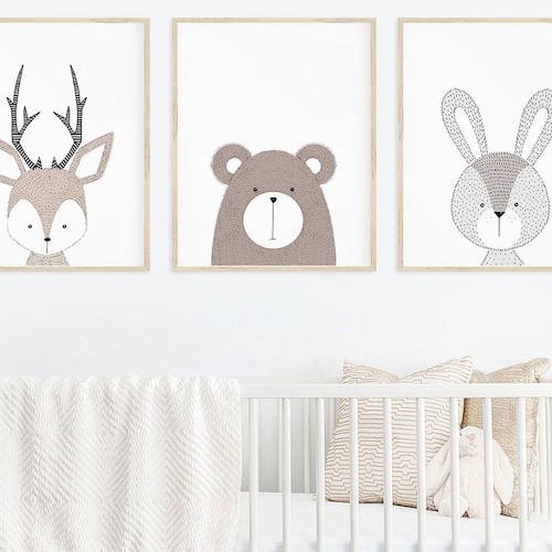 Nursery Decor Nursery Prints Boy Woodland Nursery Wall Art Etsy