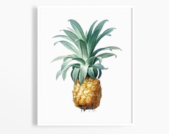 Pineapple Art Print, Tropical Decor, Botanical Art Print, Kitchen Wall Art, Pineapple Printable, Printable Wall Art, Entryway Sign