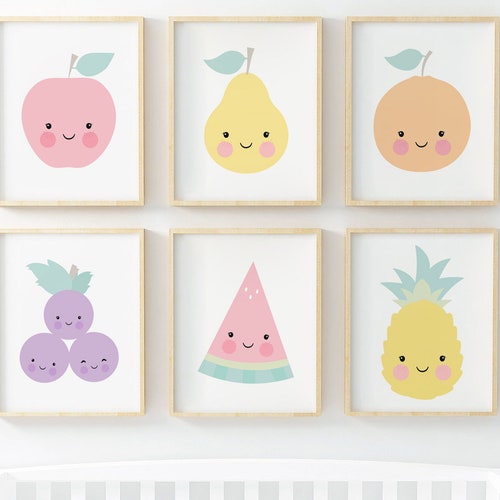 Cute Fruit Print Set of 3 Printable Nursery Wall Art Decor Etsy
