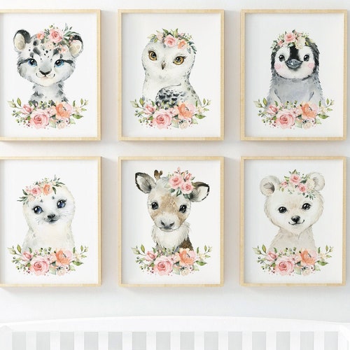 Arctic Nursery Art Arctic Animal Nursery Decor Polar Bear Etsy