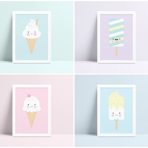 Eiscreme Drucke, Druckbare Wandkunst, Kinderzimmer Wand dekor, Komfort Farben Kinderzimmer, Eiscreme Kinderzimmer, Popsicle Art Print
