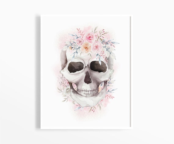 Floral Skull Art Print Instant Download Skull Print | Etsy