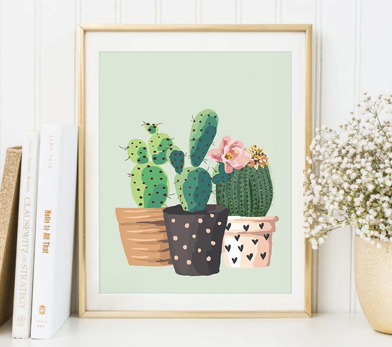 Cactus Art Print, Rustic Home Decor, Botanical Print, Printable Wall Art, Cactus Printable, Instant Download image 3