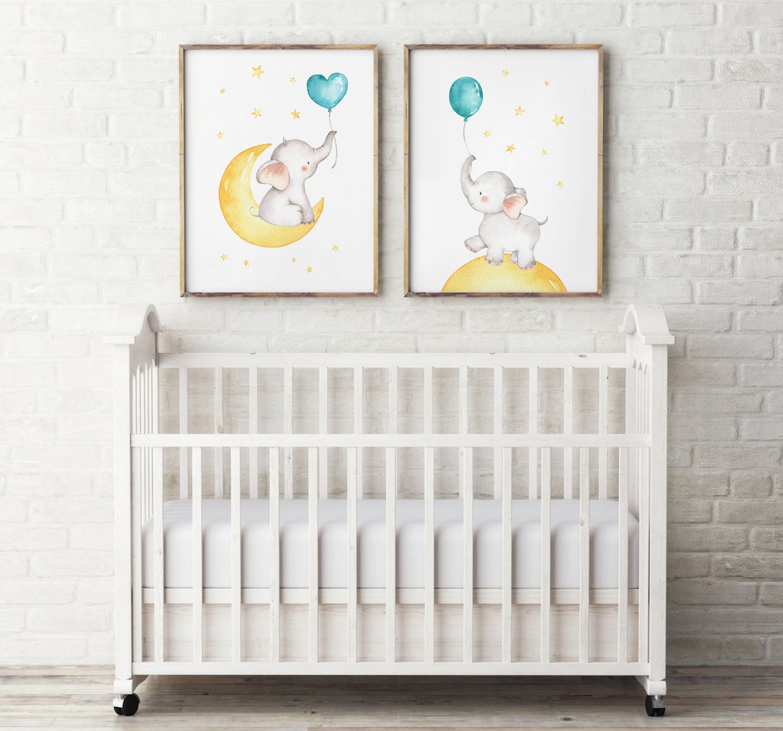 Nursery Wall Art Baby Elephant Print Printable Wall Art | Etsy