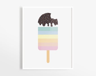 Popsicle Print, Baby Girl Nursery, Candy Art Print, Printable Kids Decor, Ice Cream Print, Kitchen Wall Art