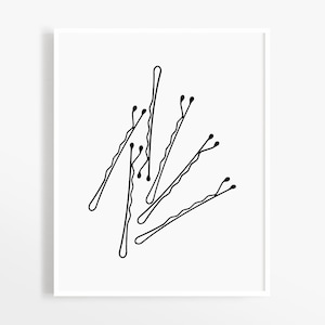 Bobby Pins Art Print, Instant Download, Printable Wall Art, Minimalist Art Print, Fashion Wall Art, Bathroom Decor