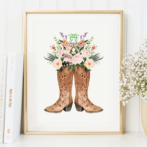 Cowboy Boots Art Print, Instant Download, Western Print, Farmhouse Decor, Boho Chic Decor, Country Home Decor, Rustic Wall Art image 3