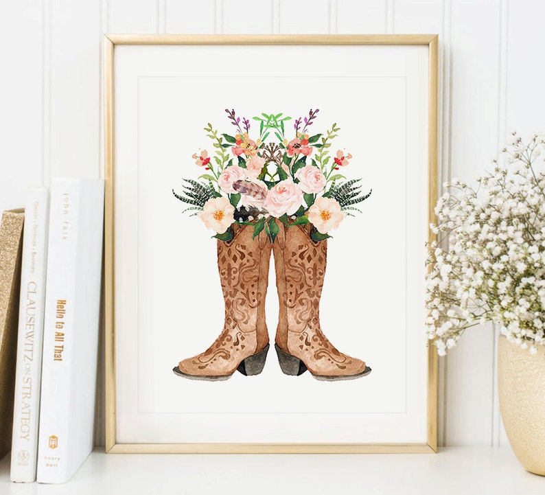 Cowboy Boots Art Print, Instant Download, Western Print, Farmhouse Decor, Boho Chic Decor, Country Home Decor, Rustic Wall Art image 3