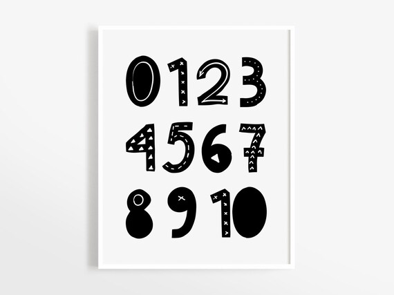 Numbers Art Print Instant Download Numerals Print Nursery | Etsy