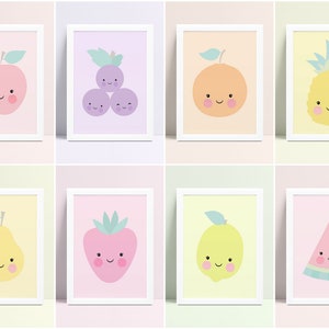 Fruits Art Print, Baby Girl Nursery, Printable Wall Art Kids Decor, Nursery Wall Art, Fruit Nursery Decor, Playroom Wall Art