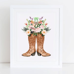 Cowboy Boots Art Print, Instant Download, Western Print, Farmhouse Decor, Boho Chic Decor, Country Home Decor, Rustic Wall Art image 2