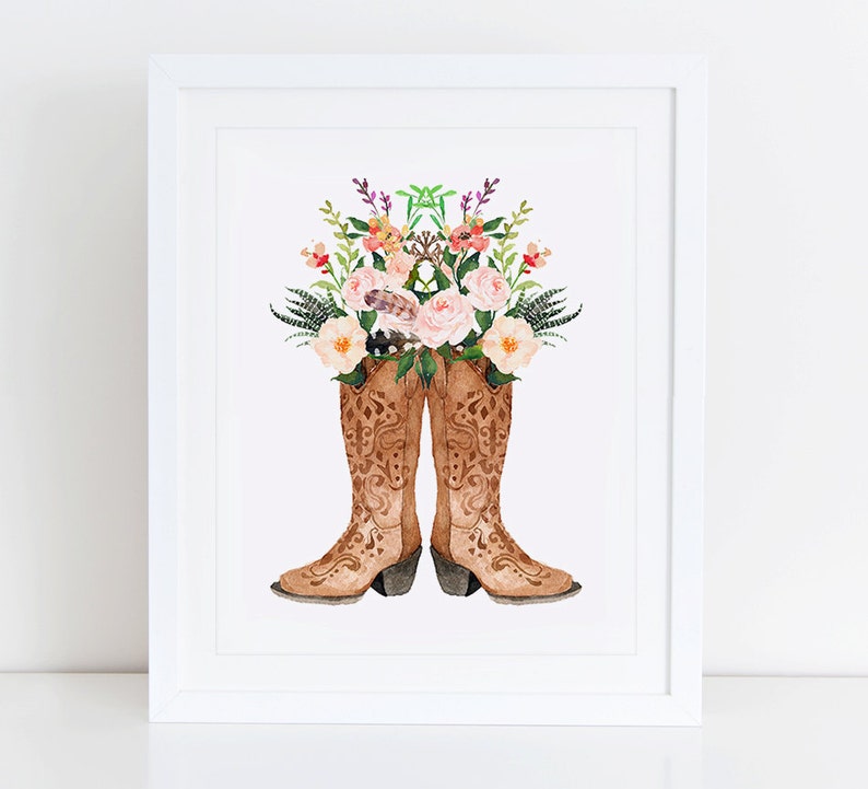 Cowboy Boots Art Print, Instant Download, Western Print, Farmhouse Decor, Boho Chic Decor, Country Home Decor, Rustic Wall Art image 2