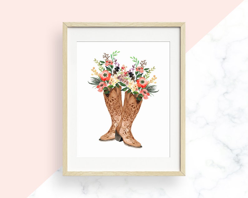 Cowboy Boots Art Print Instant Download Western Print | Etsy